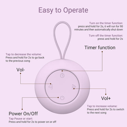 Portable Baby Sound Machine [White Noise for Babies Kids Adults][Timer Function][20 Soothing Sounds][Sleep Soother] 15 Hours Battery Life, Travel,Registry,Gifts,Shower,Clips on Baby Stroller