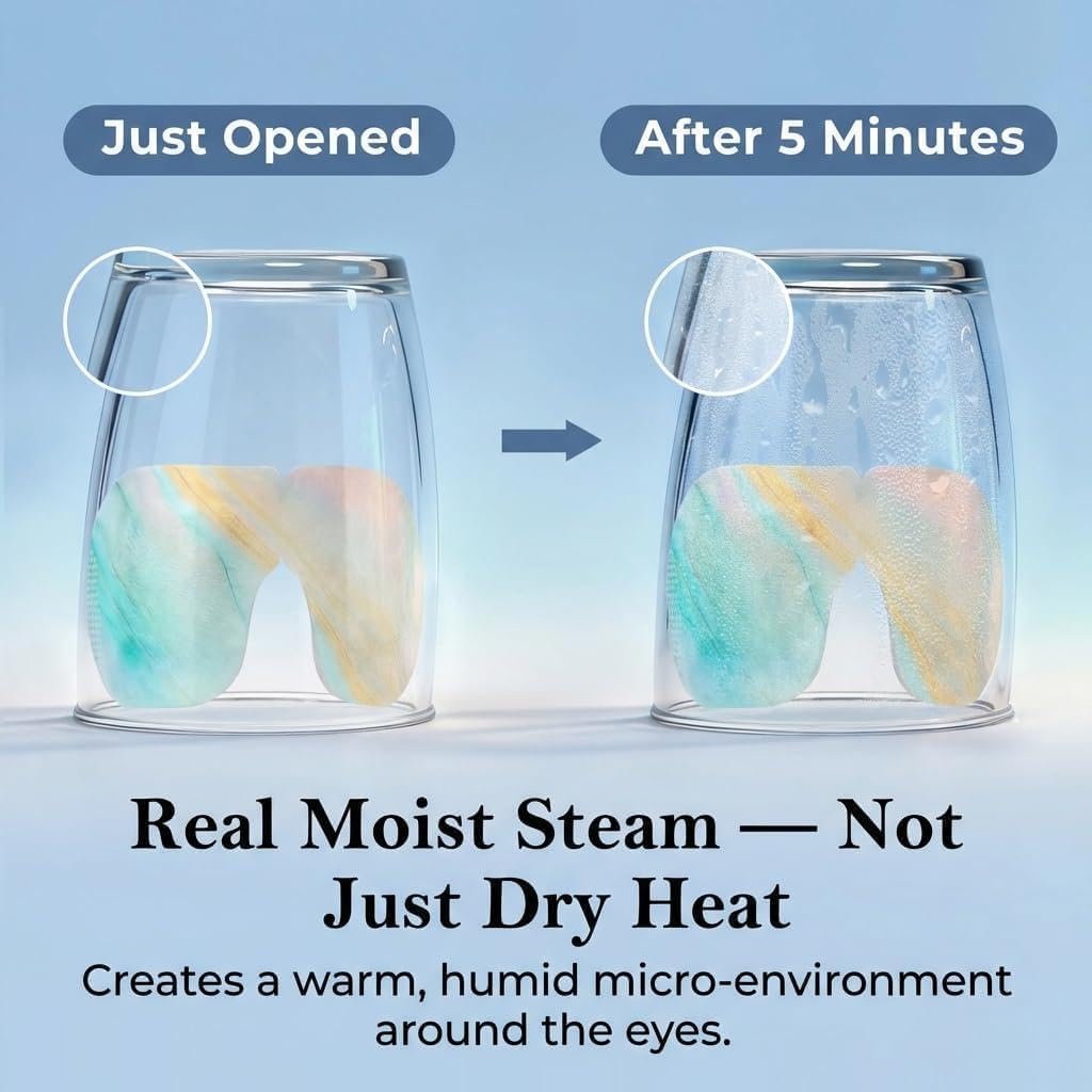 FACEMOON 30 Pack Self-Heating Steam Eye Masks for Dry Eyes: Moist Heat Warm Compress for Stye Fast Relief & Digital Eye Strain, Disposable Heated Eye Mask, No Microwave Needed, Unscented Travel Ready