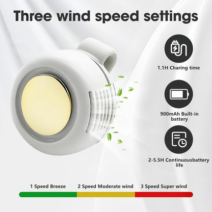 Personal Fan, Portable Clip On Fan for Shirt, USB Rechargeable, White