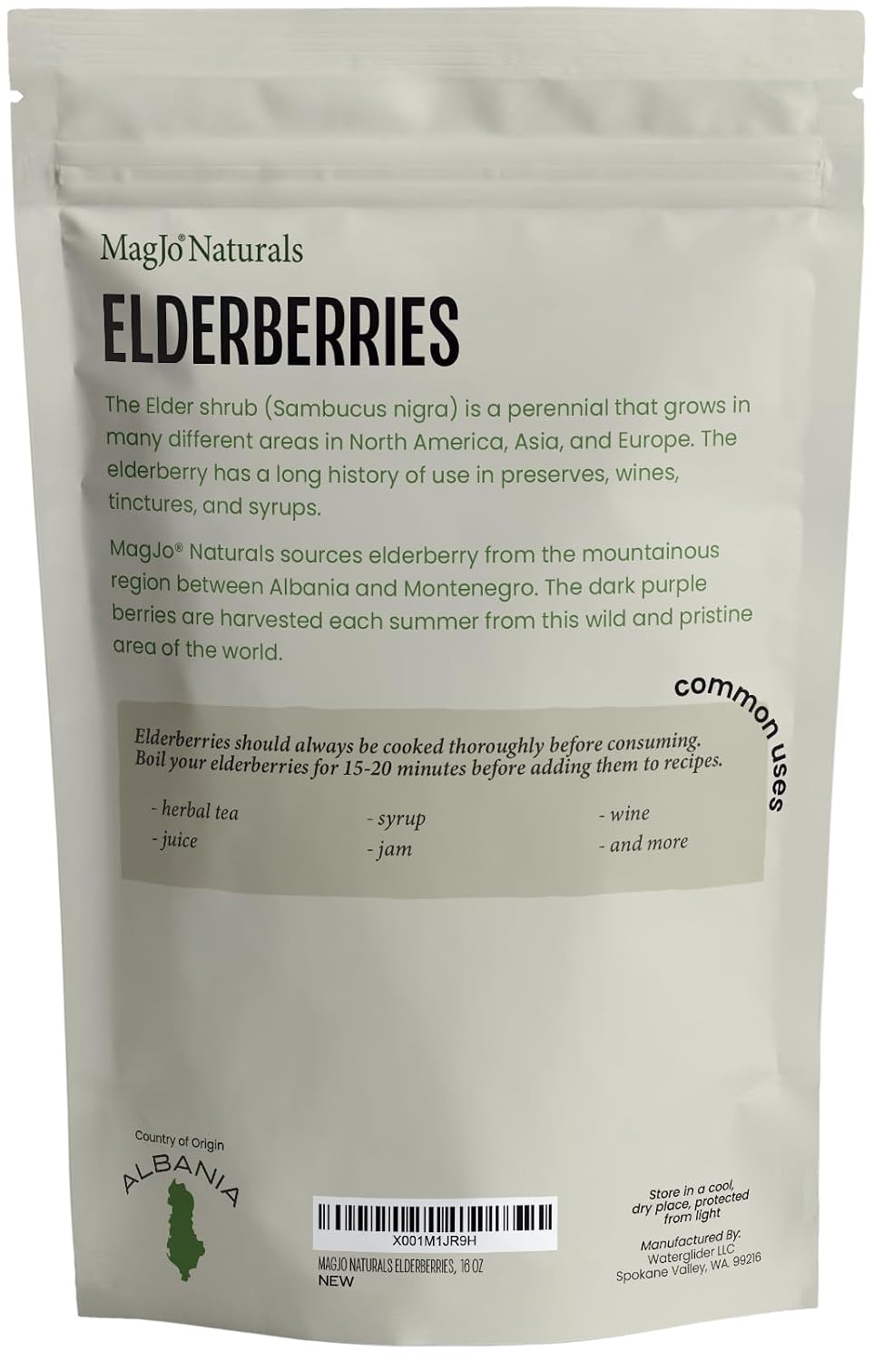 MagJo 100% Wild Harvest Dried Elderberries - 1lb Bulk - Non-Irradiated, Whole Black Elderberry Immune Support - Raw Vegan Sambucus 1 Pound