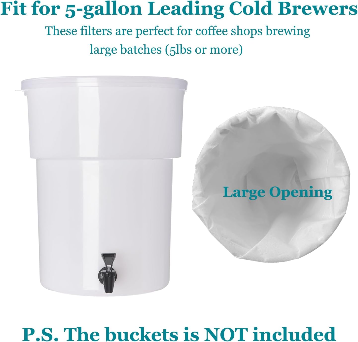 Yzurbu 200pcs 4''x6'' Cold Brew Coffee Filter Bags, No Mess Disposable Filter Bag with Drawstring for Coffee Grounds & Ice Tea