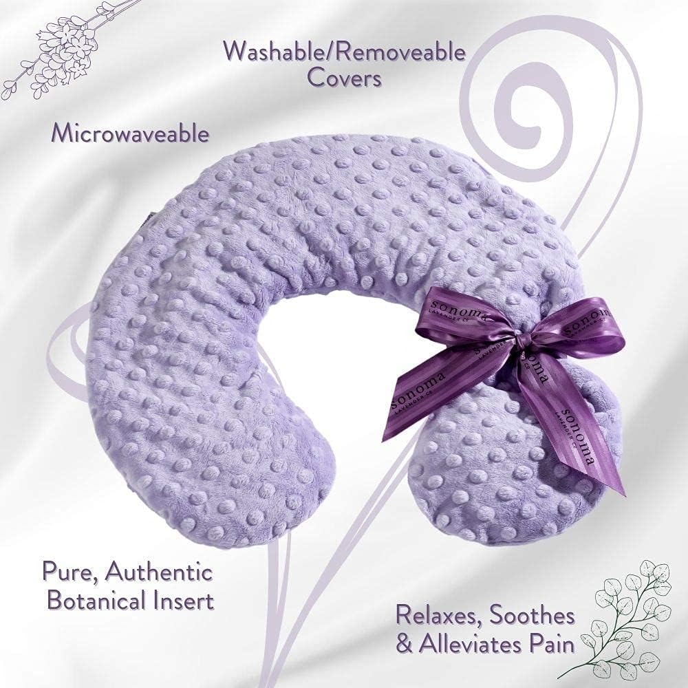 Sonoma Lavender Luxury Lavender Heatable/Chillable Neck Pillow, Microwaveable for Neck and Shoulders with Removable Washable Covers, Great for Relaxation and Pain Relief (Angora Platinum)