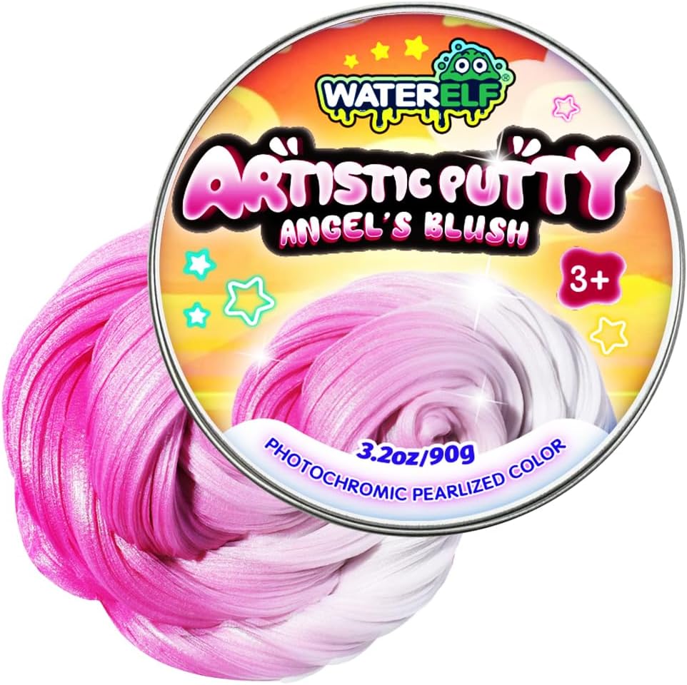 WATERELF Galaxy Putty Slime for Kids - Children's Day Gift, Fidget Sensory Artistic Therapy Putty Toys for Boys Girls Adults, Stress Relief Non-Sticky, 3.11 Inch 3.2 Oz – Golden/Red