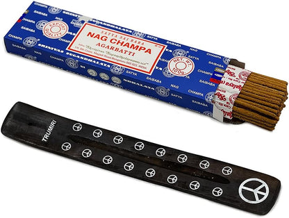 TRUMIRI Incense Stick Holder Bundle with Satya Sai Baba Nagchampa 250g Bulk Incense Sticks Nag Champa Agarbatti - Pack of 1 (Approx 250 Insence-Sticks)