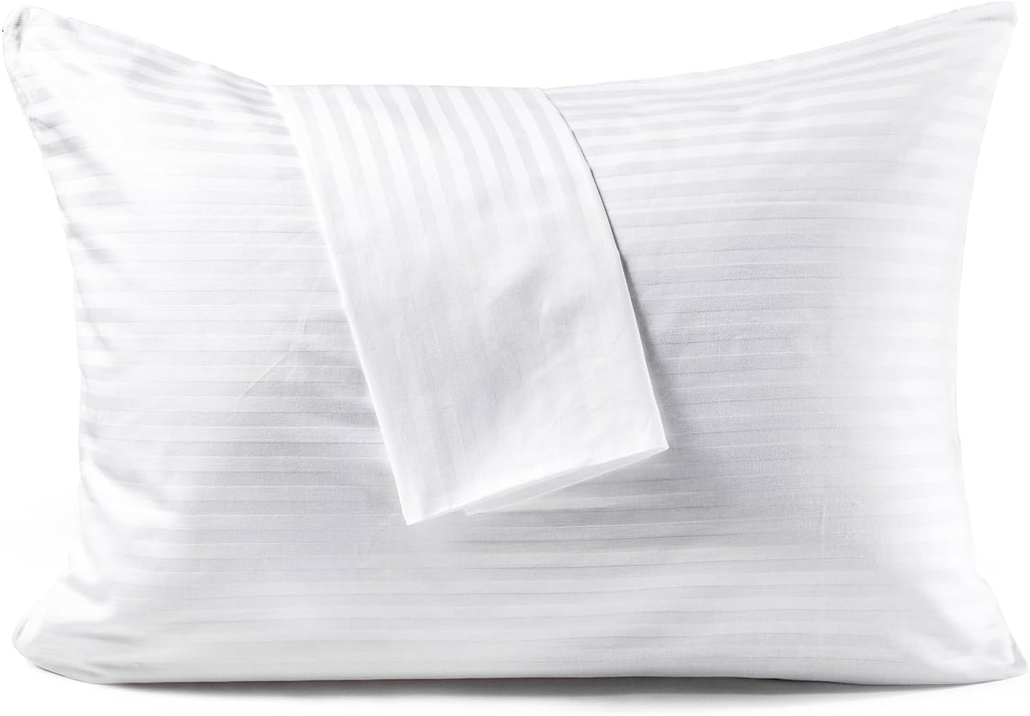 FAUNNA 600TC 100% Cotton Pillow Protectors, Standard Size (20x26), 4 Pack, Oeko-TEX Certified, Hotel Grade Pillow Cover with Silent Zipper, Zip Up Pillow Cases, White