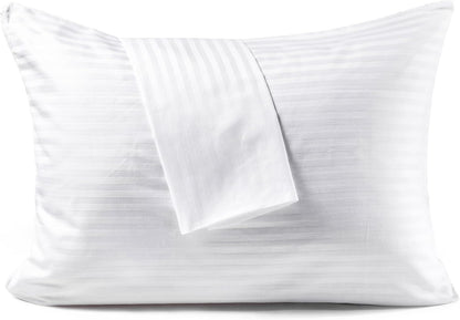 FAUNNA 600TC 100% Cotton Pillow Protectors, Standard Size (20x26), 4 Pack, Oeko-TEX Certified, Hotel Grade Pillow Cover with Silent Zipper, Zip Up Pillow Cases, White
