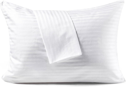 FAUNNA 600TC 100% Cotton Pillow Protectors, Standard Size (20x26), 4 Pack, Oeko-TEX Certified, Hotel Grade Pillow Cover with Silent Zipper, Zip Up Pillow Cases, White