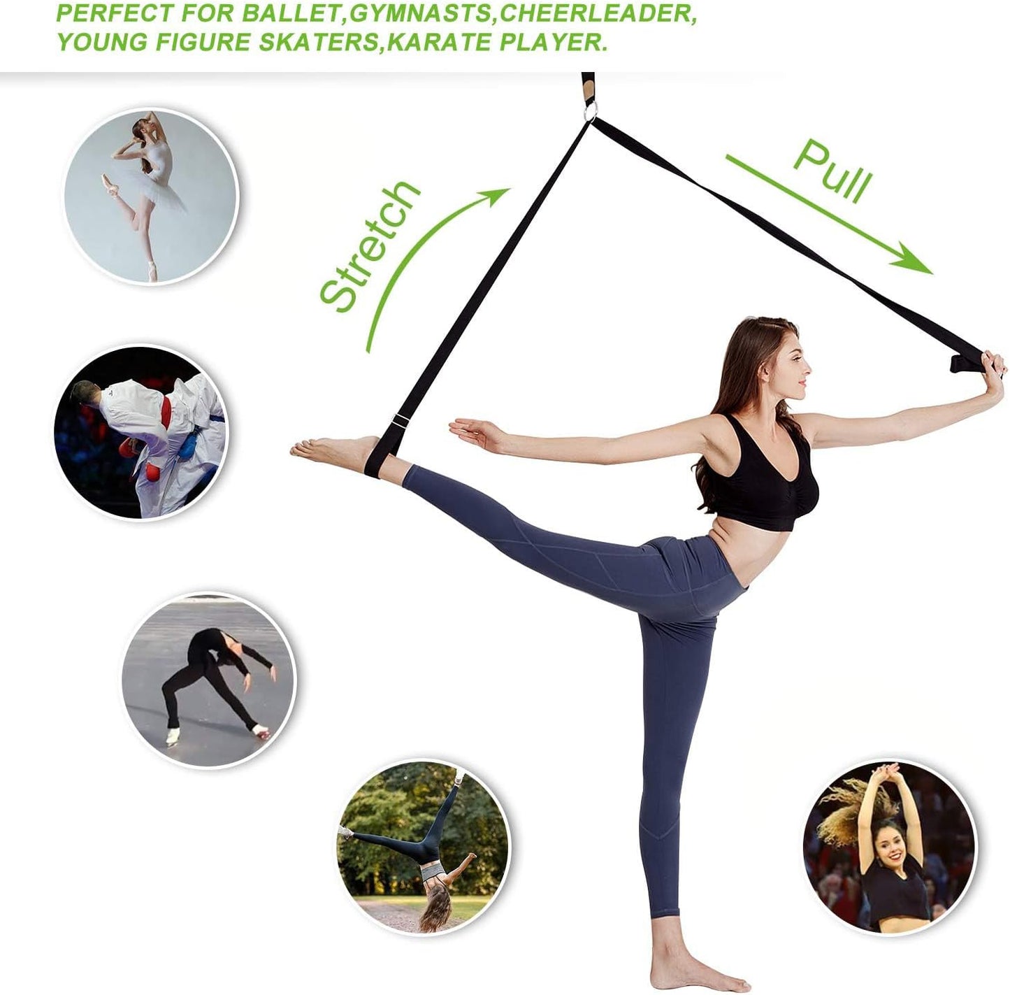 UBING Leg Stretcher, Door Flexibility Trainer, Over the Door Strech Strap for Flexibility, Splits Trainer for Dance Ballet Cheer Gymnastics Taekwondo Stretching