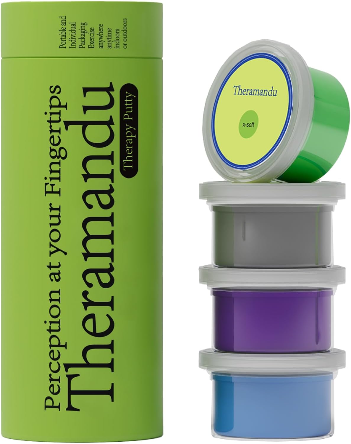 4 Pack Theramandu Therapy Putty Kit (3oz Each) – Hand Putty Physical Therapy for Adults, Sensory Stress Relief & Hand Muscle Strengthening Exercise Therapy Putty, 4 Different Resistances