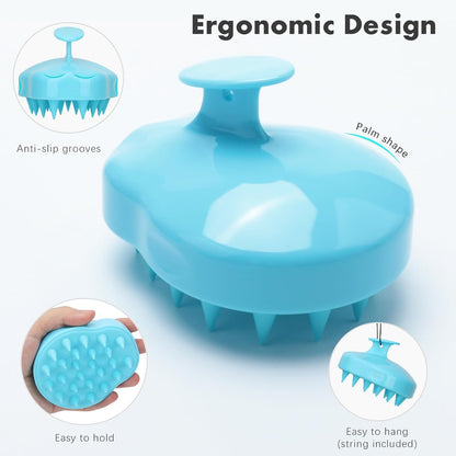 FREATECH Scalp Scrubber Scalp Massager Hair Growth, Shower Shampoo Brush with Silicone Bristles for Dandruff Removal and Hair Care, Wet & Dry Hair Massager Scalp Exfoliator for Men Women Kids，Black