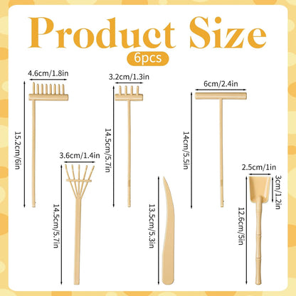 6 Pcs Mini Zen Garden Rake Tool, Mini Zen Garden Accessories Desktop Sand Rock Push, DIY Sand Decor for Home, Office, Desk, Gardens Decoration