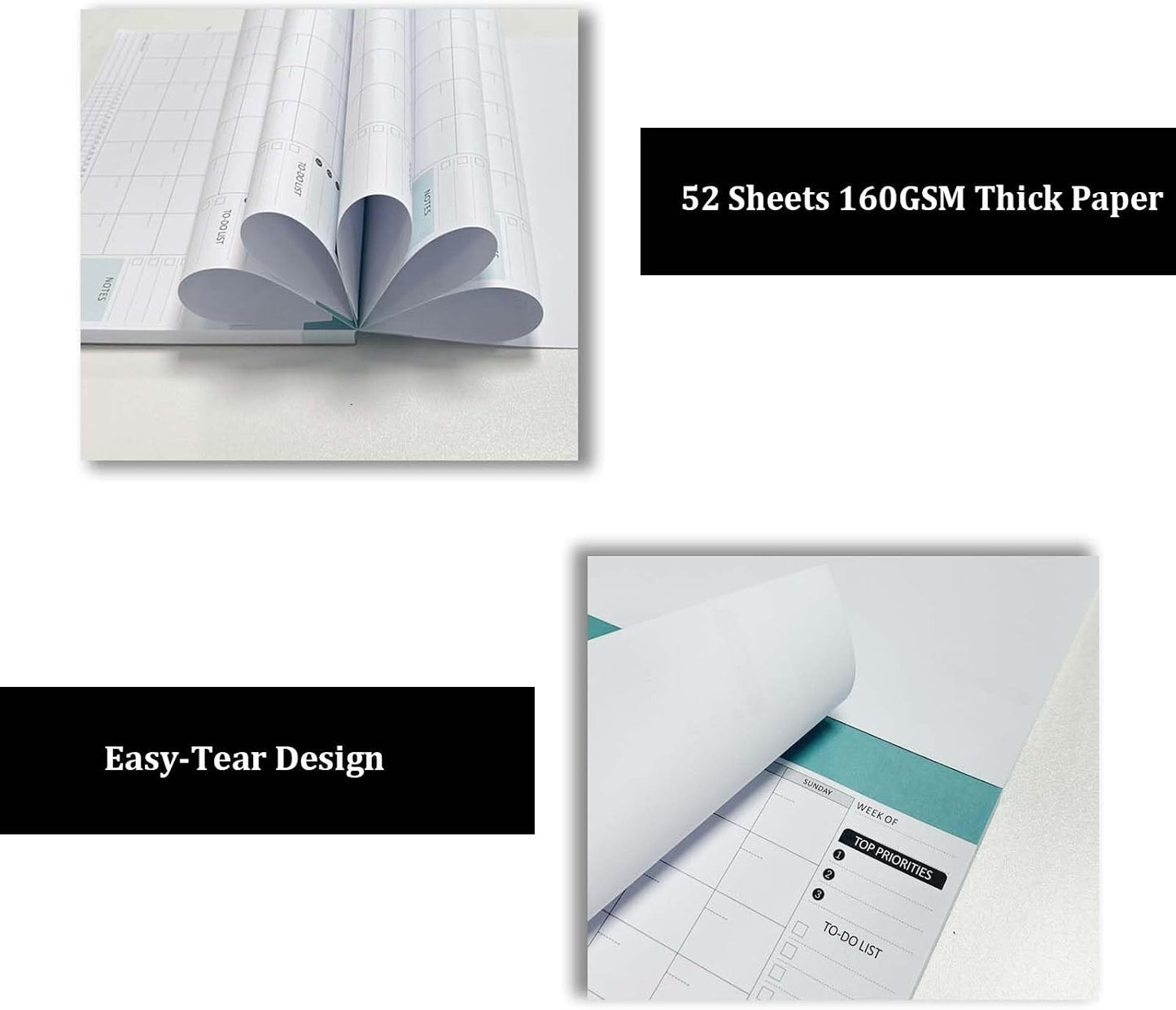 Monthly Planner Notepad - 52 Pages of Blank Calendar Sheets, Undated Planner for Organizing Tasks & Scheduling, Blank Calendar Design for Custom Monthly Planning, 7" x 10", Green