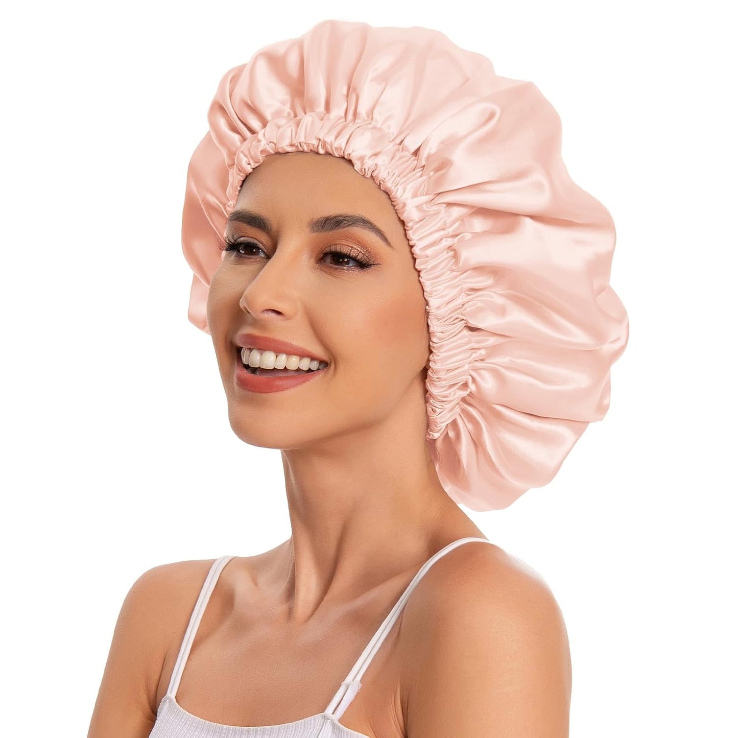 Satin Bonnet Silk Bonnet Hair Bonnet for Sleeping-Slouchy Beanie Hat Satin Sleep Cap for Women's Natural & Curly Hair(Blue Zircon)