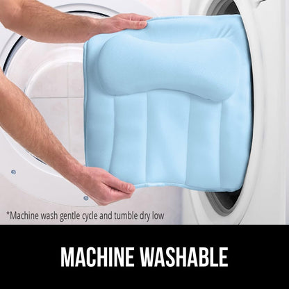 GORILLA GRIP Bath Pillow for Tub, 6 Strong Suction Cups, 4D Mesh FlexComfort Headrest for Neck, Head and Back Support, Luxury Machine Washable Pillows, Bathtub Accessories, Spa Gifts for Women, White