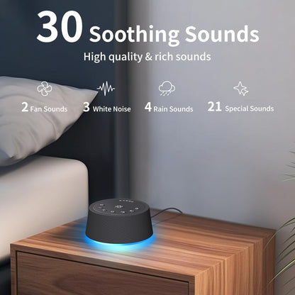 SoundLegend Sleep White Noise Sound Machines 32-Level Volume 30 Sounds 12 Colors Light 5 Timers Adjustable Light Brightness Compact for Everyone Travel Gift Memory Function