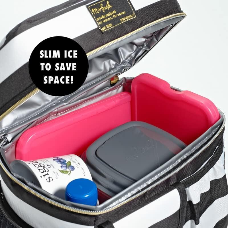 Cool Coolers by Fit & Fresh 4 Pack XL Slim Ice Packs, Quick Freeze Space Saving Reusable Ice Packs for Lunch Boxes or Coolers