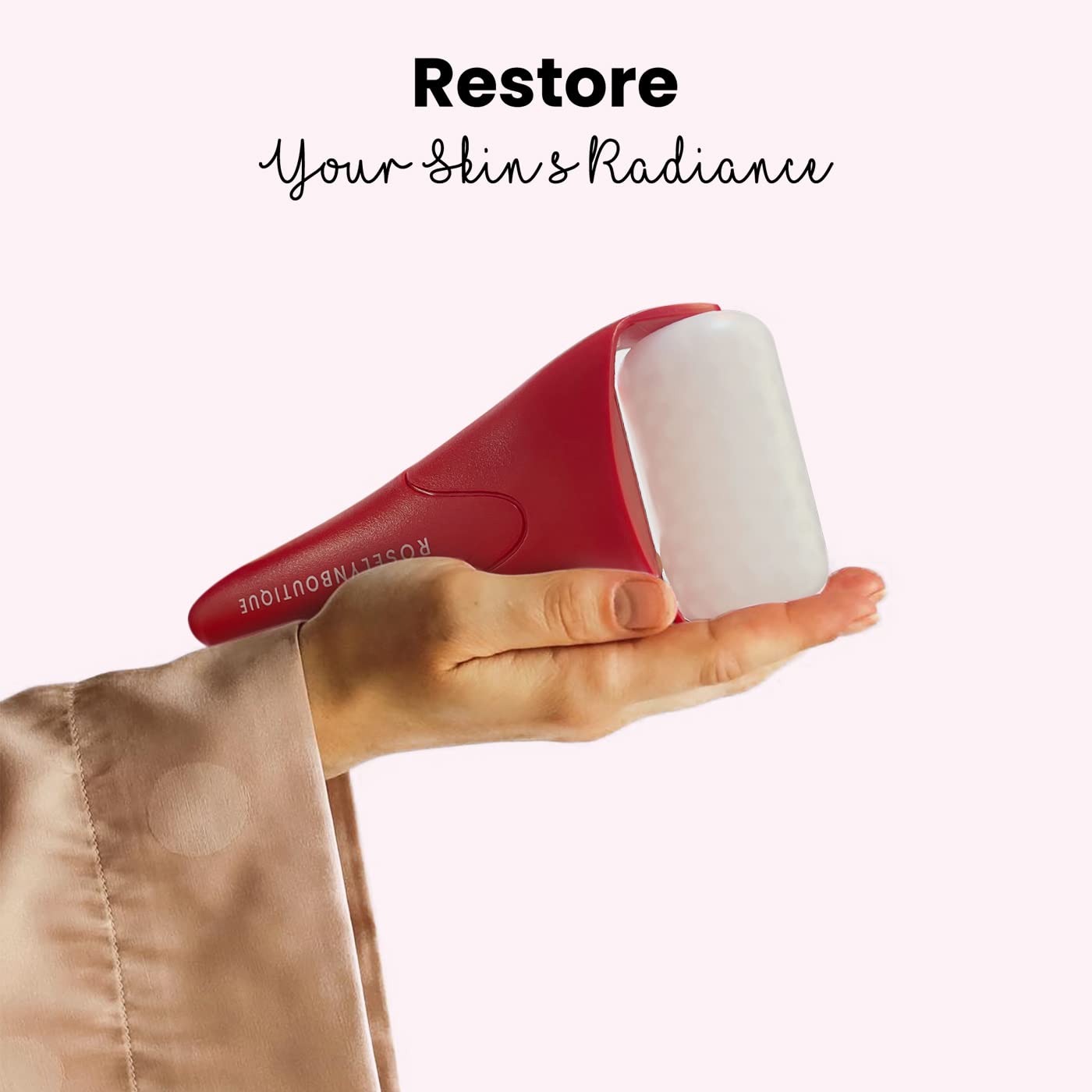 ROSELYNBOUTIQUE Ice Roller for Face & Gua Sha Facial Tools - Wrinkles Fine Lines Puffiness Massager Facial Skin Care Guasha Tools Self Care Gifts for Men Women (Pink)