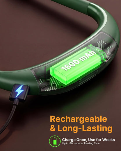 Reading Light, Rechargeable Neck Light, Stepless Dimming Book Light