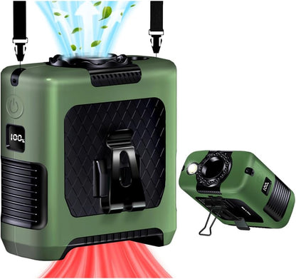AINFTIME 2025 Portable Waist Clip Body Fan 10000mAh Personal Wearable 8-40H Powerful Outdoor (10000mAH / Green)