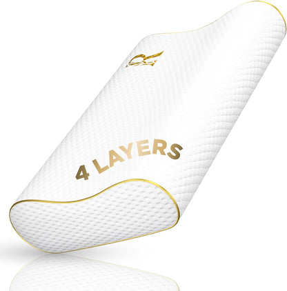 Royal Therapy Memory Foam Pillow, Queen Neck Pain Relief, Contour Cervical Pillow, for Neck and Shoulder Pain, Side, Back and Stomach Sleeper, 24x14x5 inches