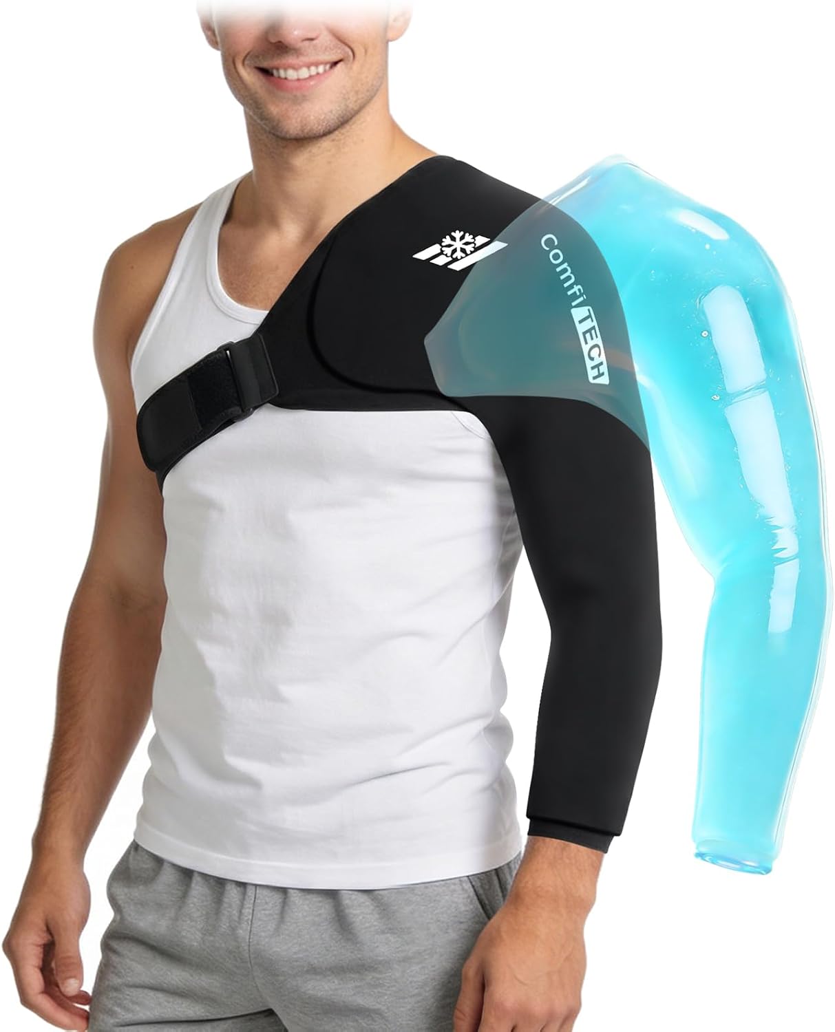 ComfiTECH Shoulder Arm Ice Pack Wrap for Pitchers & Volleyball Players, Reusable Ice Pack for Shoulder & Elbow & Arm Cooling, Adjustable Ice Arm Sleeve for Post-Training Recovery & Muscle Comfort, S