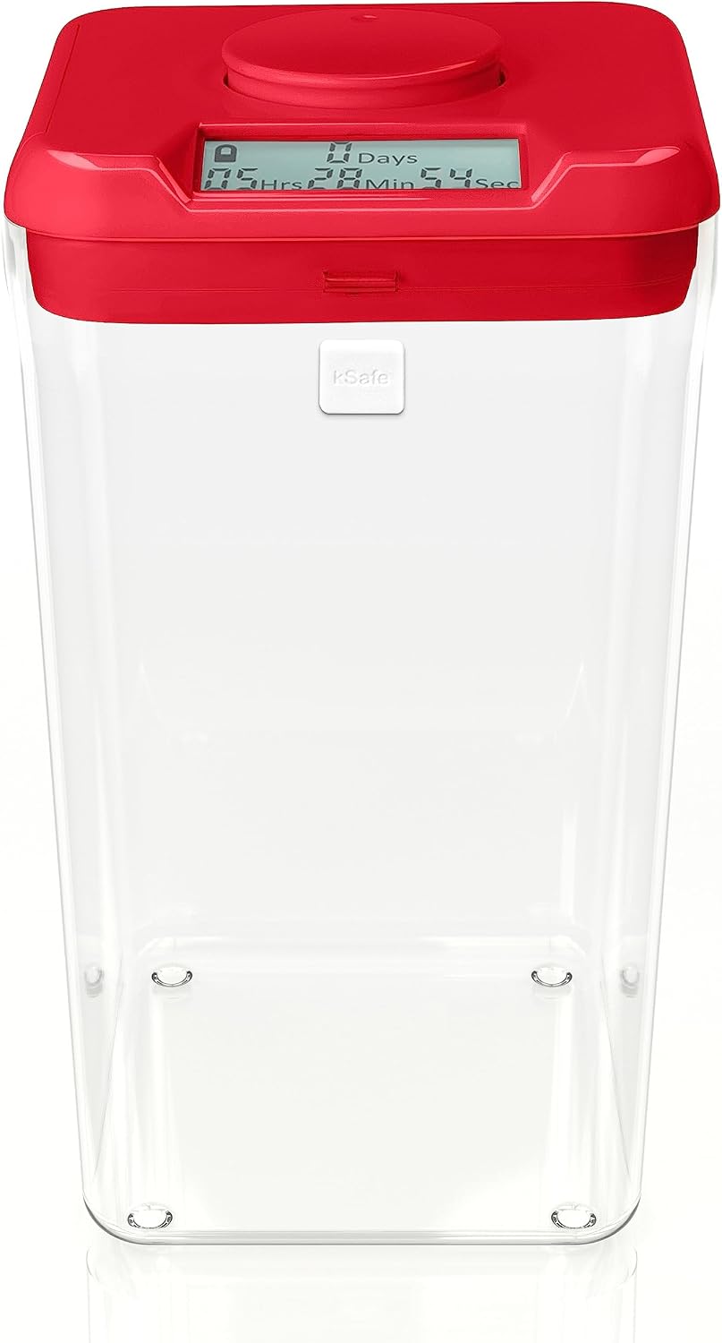 Kitchen Safe Time Locking Container (Medium), Timed Lock Box for Cell Phones, Snacks, and other unwanted temptations (White Lid + 5.5” Clear Base)