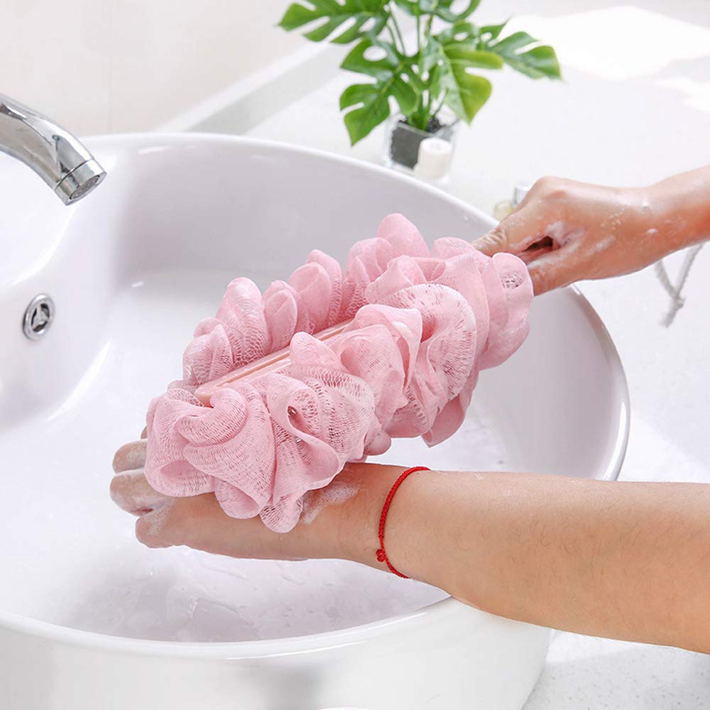 Back Scrubber for Shower, Loofah Long Handle Bath Body Brush, Soft Nylon Mesh Sponge On a Stick for Shower Men Women Kids Elderly, Exfoliating Scrub Cleaning Luffa for All Kinds of Skin(Blue)