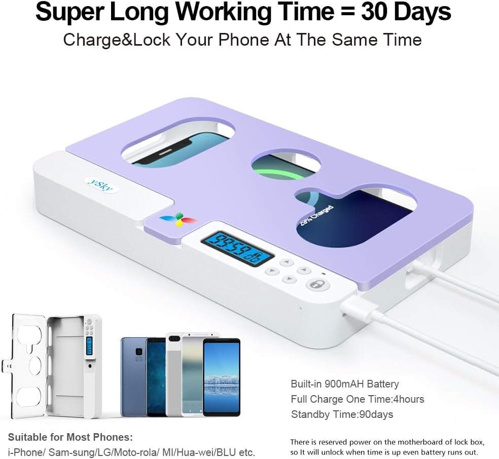 ySky Phone Lock Box with Timer,Phone Access Blocker Device for Cell Phones, Limits Smartphone Access, Reduces Screen Time & Improves Focus,Timed Jail Locker to Help Kids,Students, Adults Focus Back