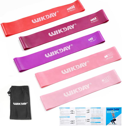 WIKDAY Resistance Bands for Working Out Exercise Loop Bands Workout Bands Set for Men Women Body Stretching, Crossfit Training, Home Workout, Physical Therapy, Booty Legs, Set of 5