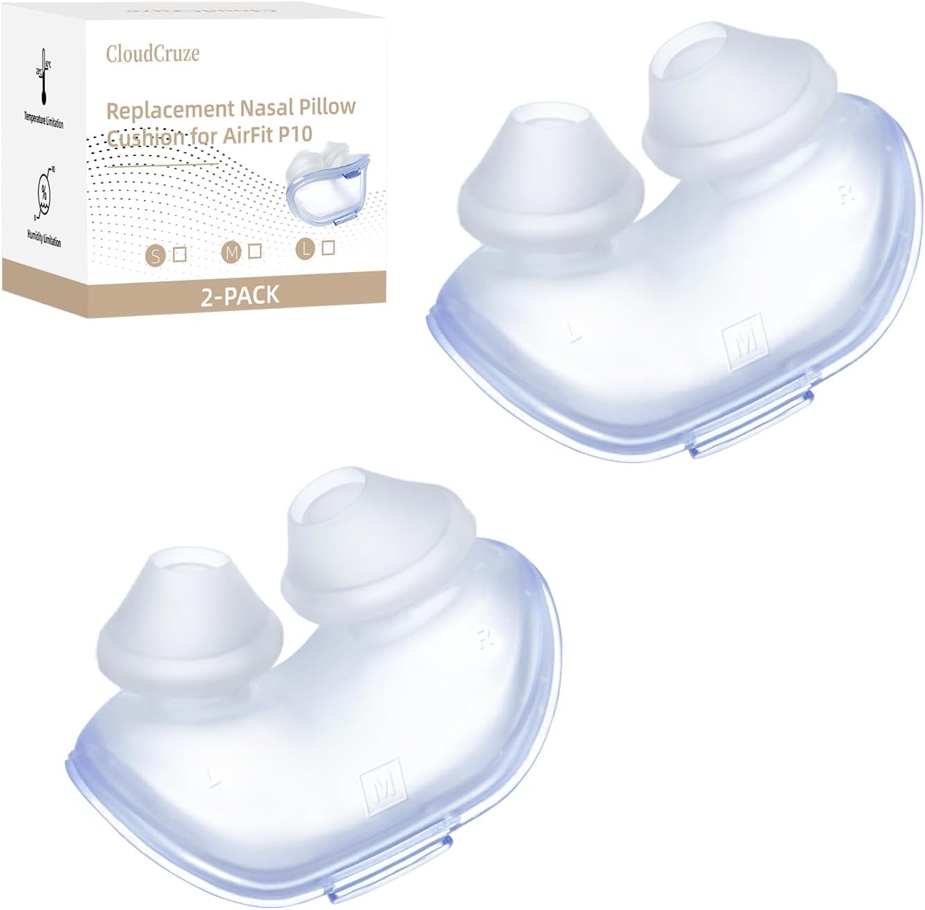 3 Packs Replacement Nasal Pillow Cushion for ResMed AirFit P10, Ultra-Soft Silicone, Better Sealing, Minimize Leakage, Reduce Pressure Points, CPAP Supplies Accessories, Size Large