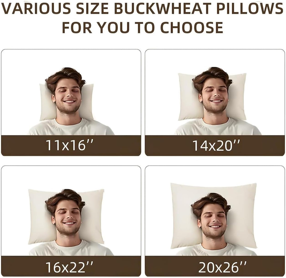 Organic Buckwheat Pillow for Sleeping with Organic Cotton Pillowcase