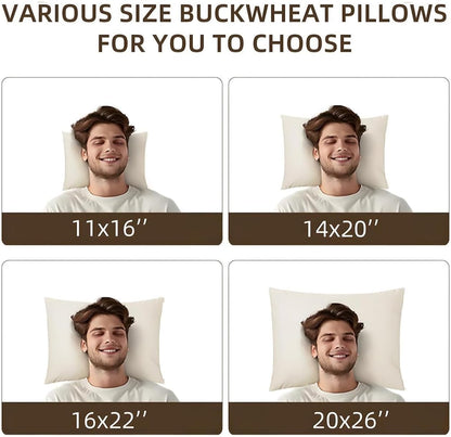 Organic Buckwheat Pillow for Sleeping with Organic Cotton Pillowcase