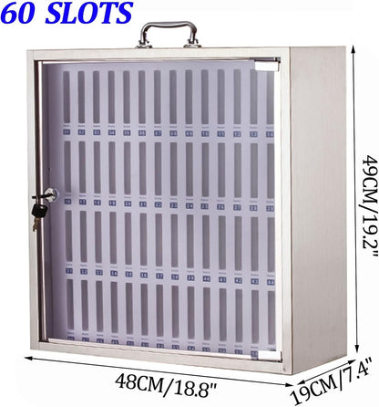 48-Slot Wall-Mounted Phone Storage Box,Lockable Nizer for Mobile Devices,Multi-Slot Charging Station,Silver,Perfect for Home & Office Use,Silver,36Slots