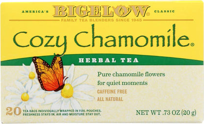 Bigelow Cozy Chamomile Herbal Tea,Caffeine Free Tea with Chamomile Flowers, 100 Count Box (Pack of 1)