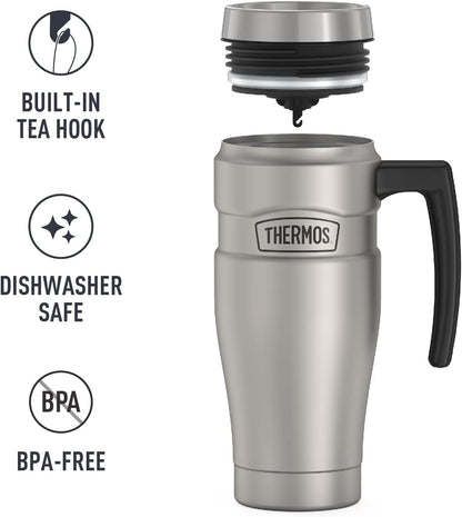 THERMOS Stainless King Vacuum-Insulated Travel Tumbler, 16 Ounce, Matte Steel