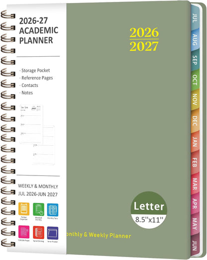 Planner 2026-2027, Weekly and Monthly Calendar Planner, JUL 2026 - JUN 2027 | A5(6.3'' x 8.5''), Hardcover, Agenda Book, Sprial Bound, Inner Pocket, Office and School Use