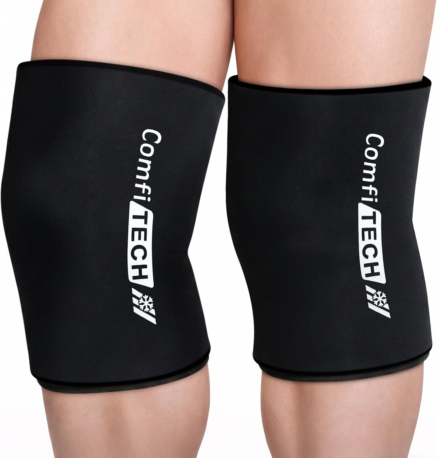 ComfiTECH 2 Pack Knee Ice Pack Wraps, Elbow Calf Brace Flexible Reusable Gel Cold Compression Sleeve for Soothing Meniscus Tear and ACL Discomfort, Muscle Relaxation, Sports Recovery, Medium