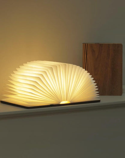 4.7 Inch Wooden Book Lamp, Book Lovers Gifts,Teacher Appreciation Gifts for Women, Folding Book Light, LED Ambient Lighting, Magnetic Mood Lighting for Home&Library Decor (Walnut)