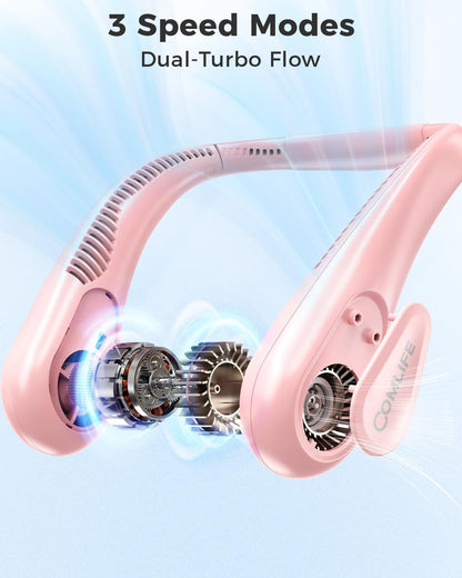 Portable Bladeless Neck Fan, Birthday Gift for Men Women Friends Family, Christmas Gift for Dad Mom Teacher Coworker, Wearable Cooling Fan Rechargeable for Camping Travel Beach Golf Cruise Essentials