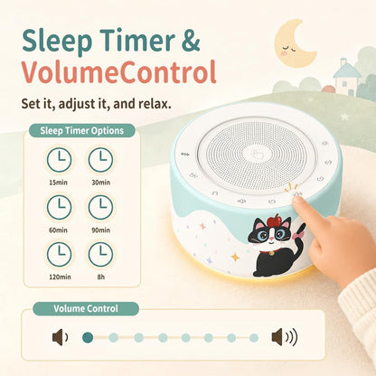 Kipcush White Noise Machine for Baby & Adults, 30 Soothing Sounds, Soft Non-Glare Nursery Lamp, 8 Color Night Lights, Memory Function (Angel V1 White, Standard)