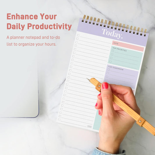 Sweetzer & Orange Daily & Weekly To Do List Notepad – Undated Work Planner & Organizer with Wish List Section, 52-Sheet Coiled Task Pad for Productivity – SET OF 4 To Do List Notebook for Work