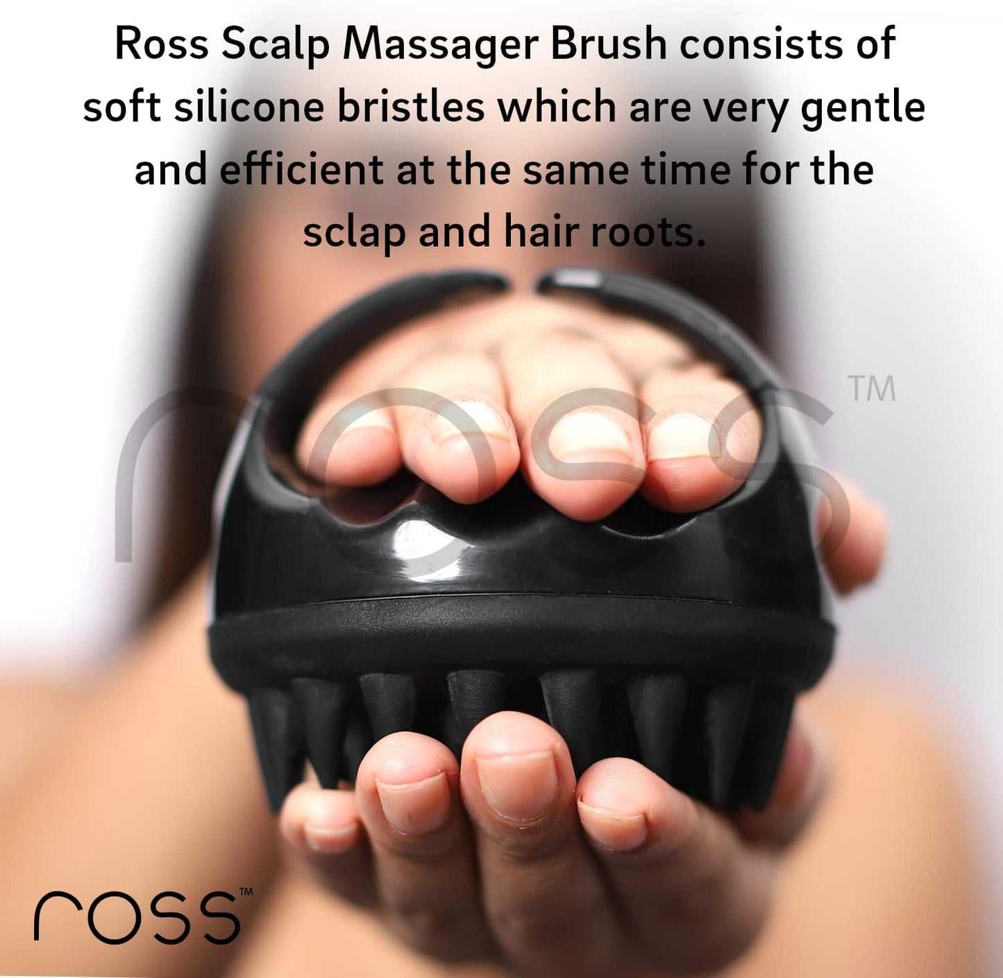 Ross Hair Scalp Massager Shampoo Brush with Soft Silicone Bristles for Anti Dandruff, Exfoliating with Scalp Care Manual Head Massager, 1 Count (Pack of 1) (Style 1, Black)
