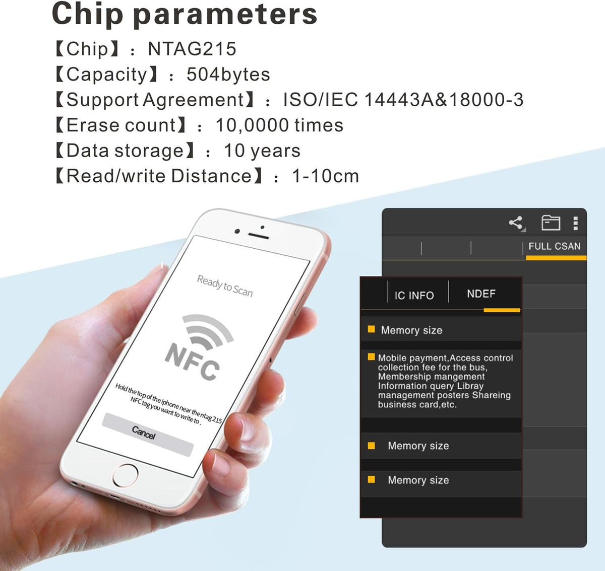 10pcs NFC Tags Keychain Ntag215 NFC Chips Programmable NFC Fob NFC Key Fob NFC Card Compatible All NFC Enabled Mobile Phones & Devices