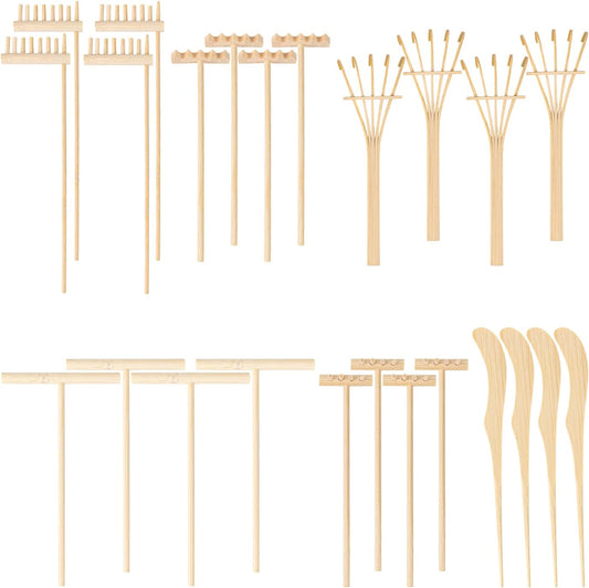 24 PCS Mini Zen Garden Rake Tools, Zen Garden Accessories, Zen Garden Tools Bulk Zen Garden Bamboo Sand Rake Set for Home, Office Decor and Meditation Tools