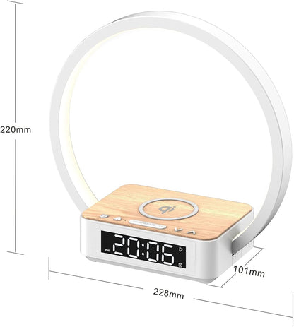 Sunrise Alarm Clock with Wireless Charging Desk Touch Lamp 3 Level Dimmable Wake-up Light Bedside Lamps for Bedroom Living Room,Sunrise Lamp with 10 Natural White Noise Sound 30/60/90 Mins countdown