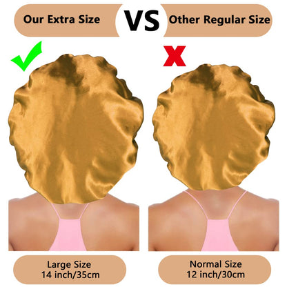 3PCS Extra Large Satin Bonnets for Sleeping, Hair Bonnets for Black Women Braids Curly Hair, C