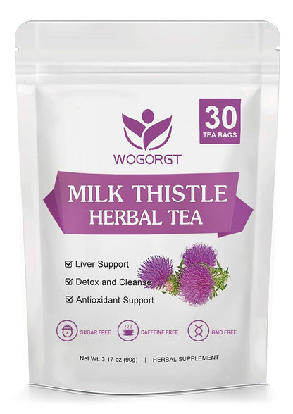 Dandelion Root with Milk Thistle Tea - Organic Dandelion Root and Milk Thistle Tea bags for Liver Cleanse, Antioxidant and Immune Support, Caffeine Free - 30 Tea Bags