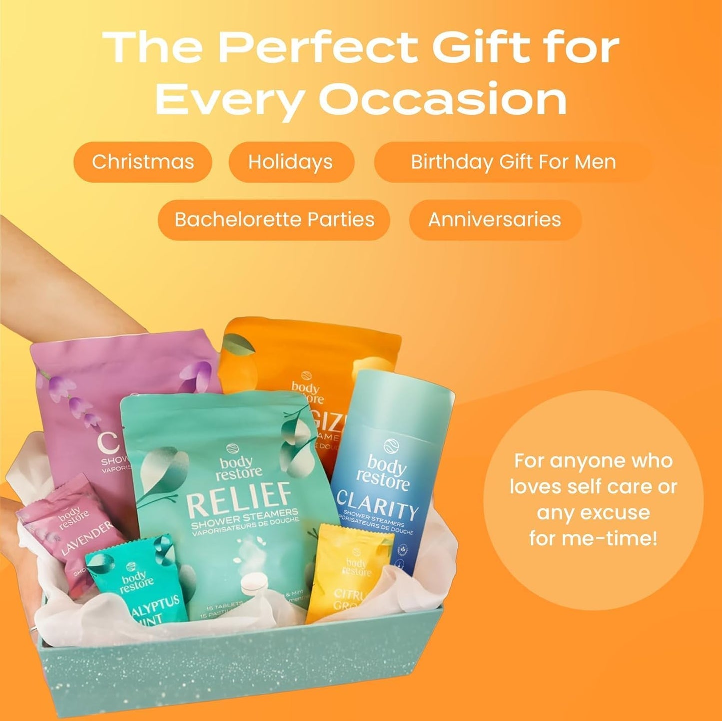 Body Restore Shower Steamers Aromatherapy 6 Pack – Fathers Day Gift for Dad, Birthday Gifts for Women & Men, Spa Stress Relief & Relaxation Self Care Gifts – Premium Clarity Essential Oil Tablets