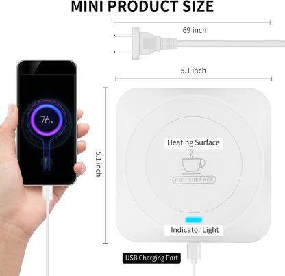 Coffee Mug Warmer, Smart USB Coffee Cup Warmer with Pressure-Induced Auto On/Off, Coffee Accessories for Home Office Desk