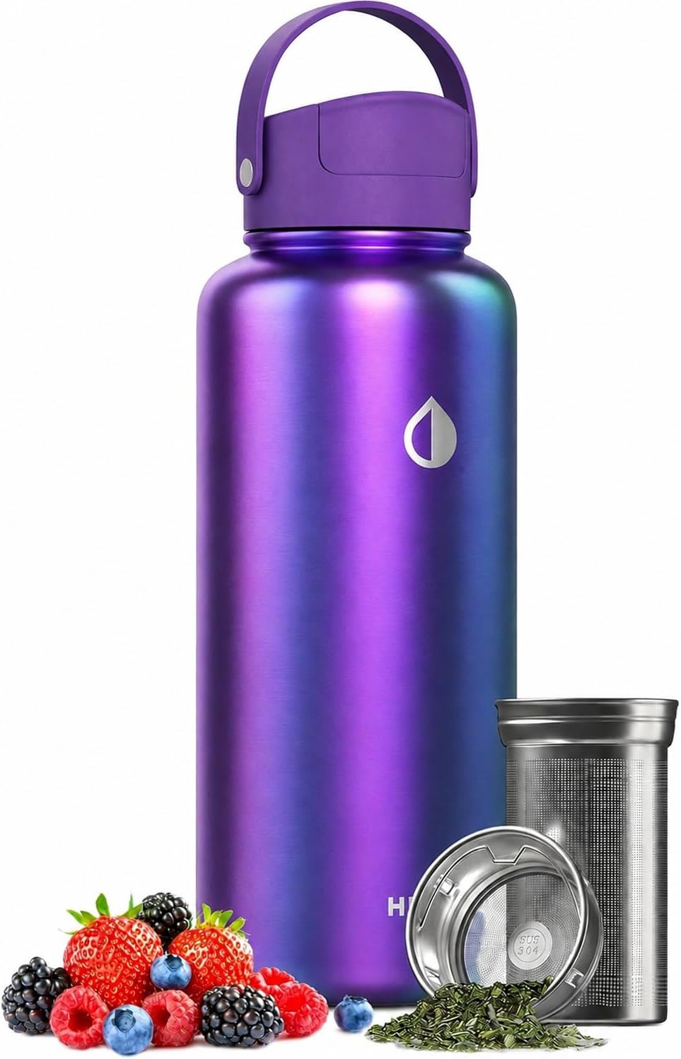 22 oz Ceramic Lined Tea Infuser Travel Tumbler, Micro-Mesh Stainless Steel Infuser, Pure Taste Ceramic Interior, Triple Insulated 12hr Hot Cold, Dual Sip & Straw Lid, Scratch-Resistant